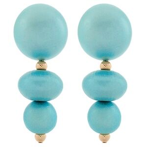 Linear Color Coated Wood Dome & Oval Earrings